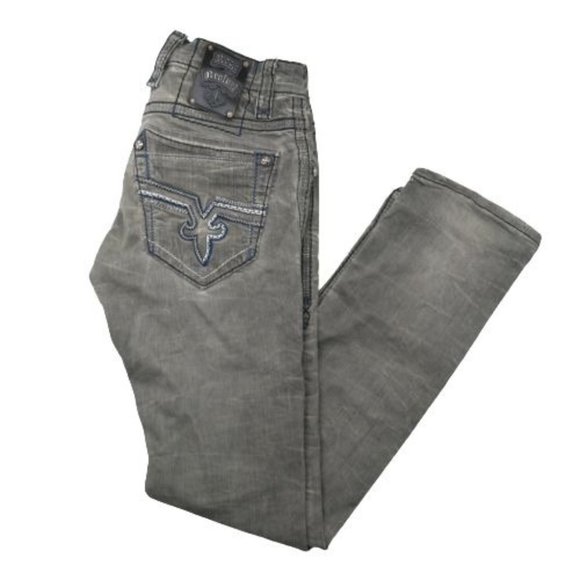 Rock Revival Other - Rock Revival Mens 30x33 Gray Kaylen Straight Leg Embroidered Jeans